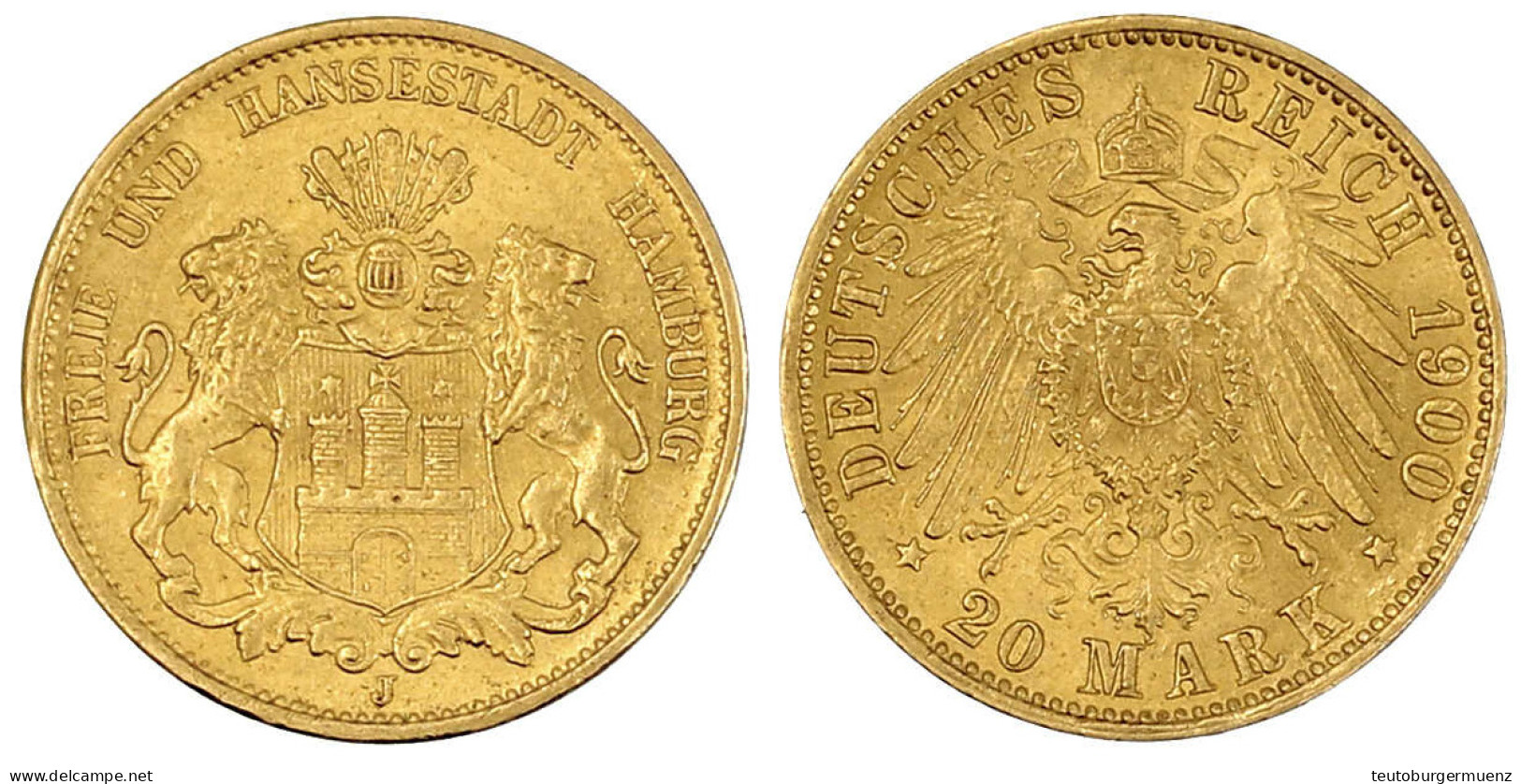 20 Mark 1900 J. Vorzüglich/Stempelglanz. Jaeger 212. - 5, 10 & 20 Mark Gold