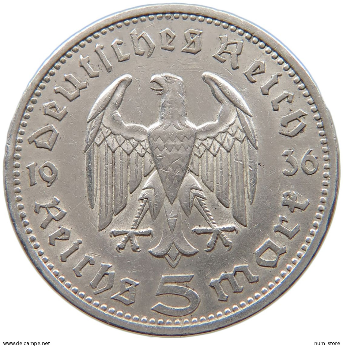 DRITTES REICH 5 MARK 1936 A  #a068 0647 - 5 Reichsmark