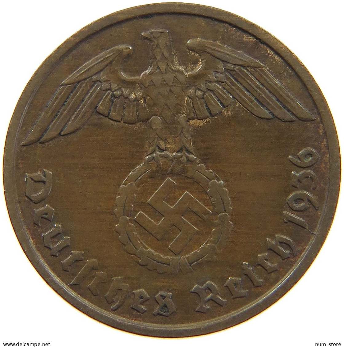 DRITTES REICH 2 PFENNIG 1936 D  #t114 1105 - 2 Reichspfennig