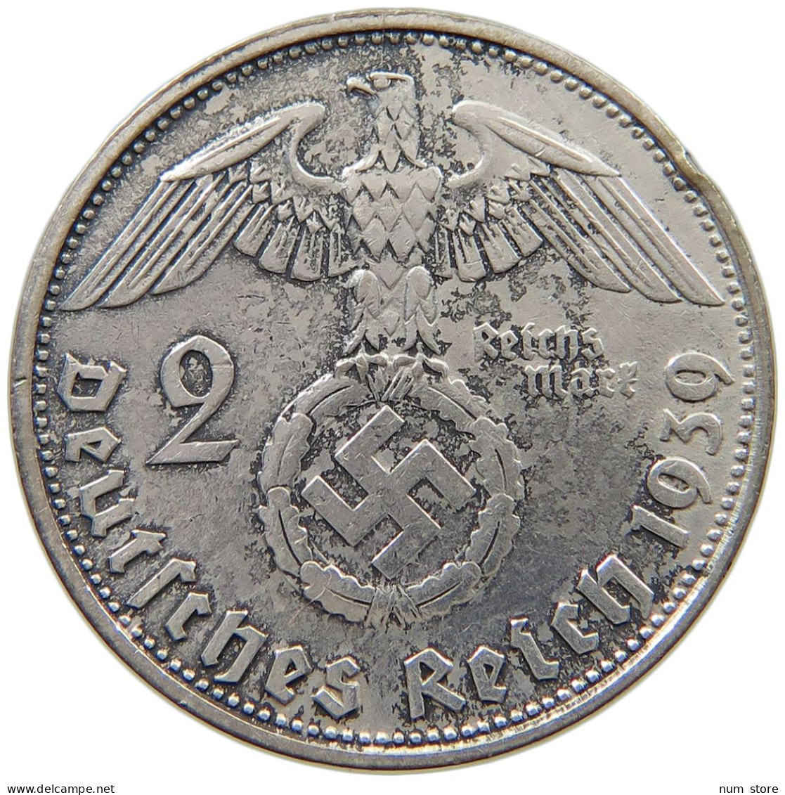 DRITTES REICH 2 MARK 1939 D  #a082 0403 - 2 Reichsmark