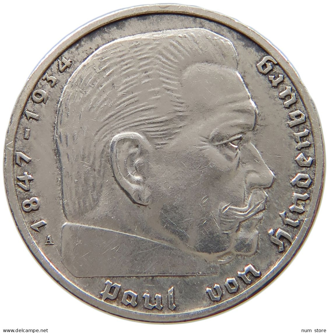 DRITTES REICH 2 MARK 1939 A HINDENBURG #t159 0073 - 2 Reichsmark