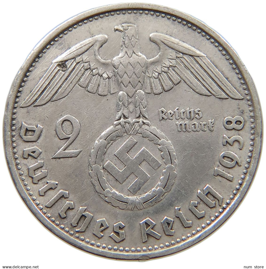 DRITTES REICH 2 MARK 1938 B  #a082 0415 - 2 Reichsmark