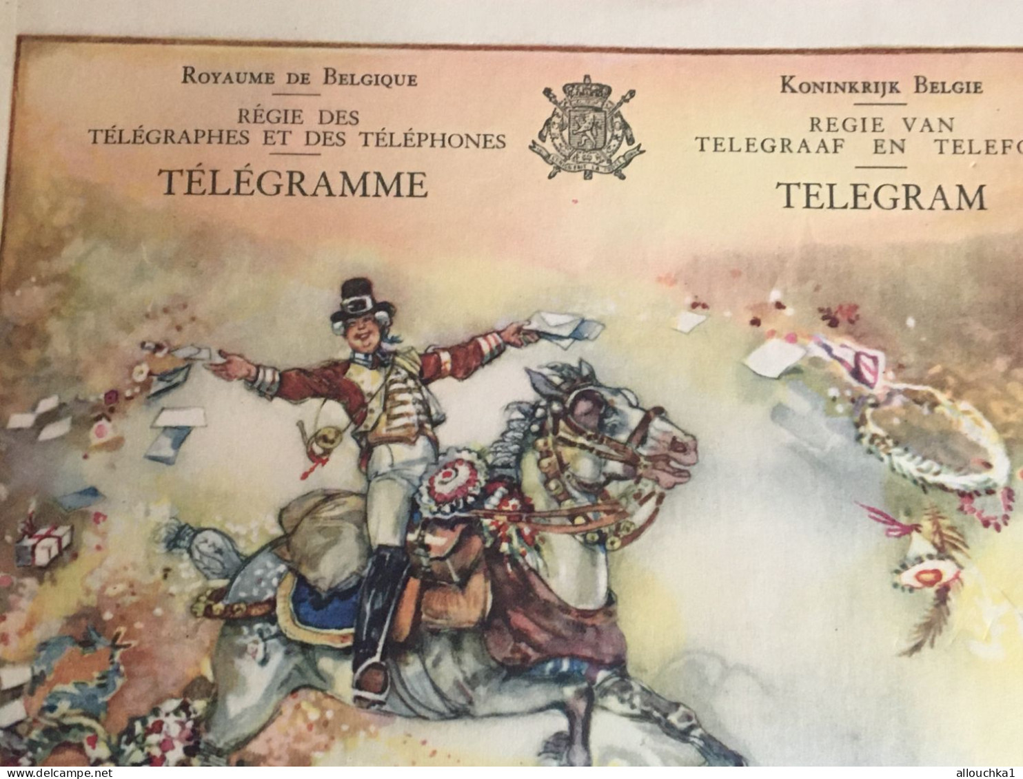 1940-WW2-Bruxelles - Telegram -Télégramme Illustré Chromo Royaume De Belgique Régie Des Télégraphes/Téléphone- - Telegrams