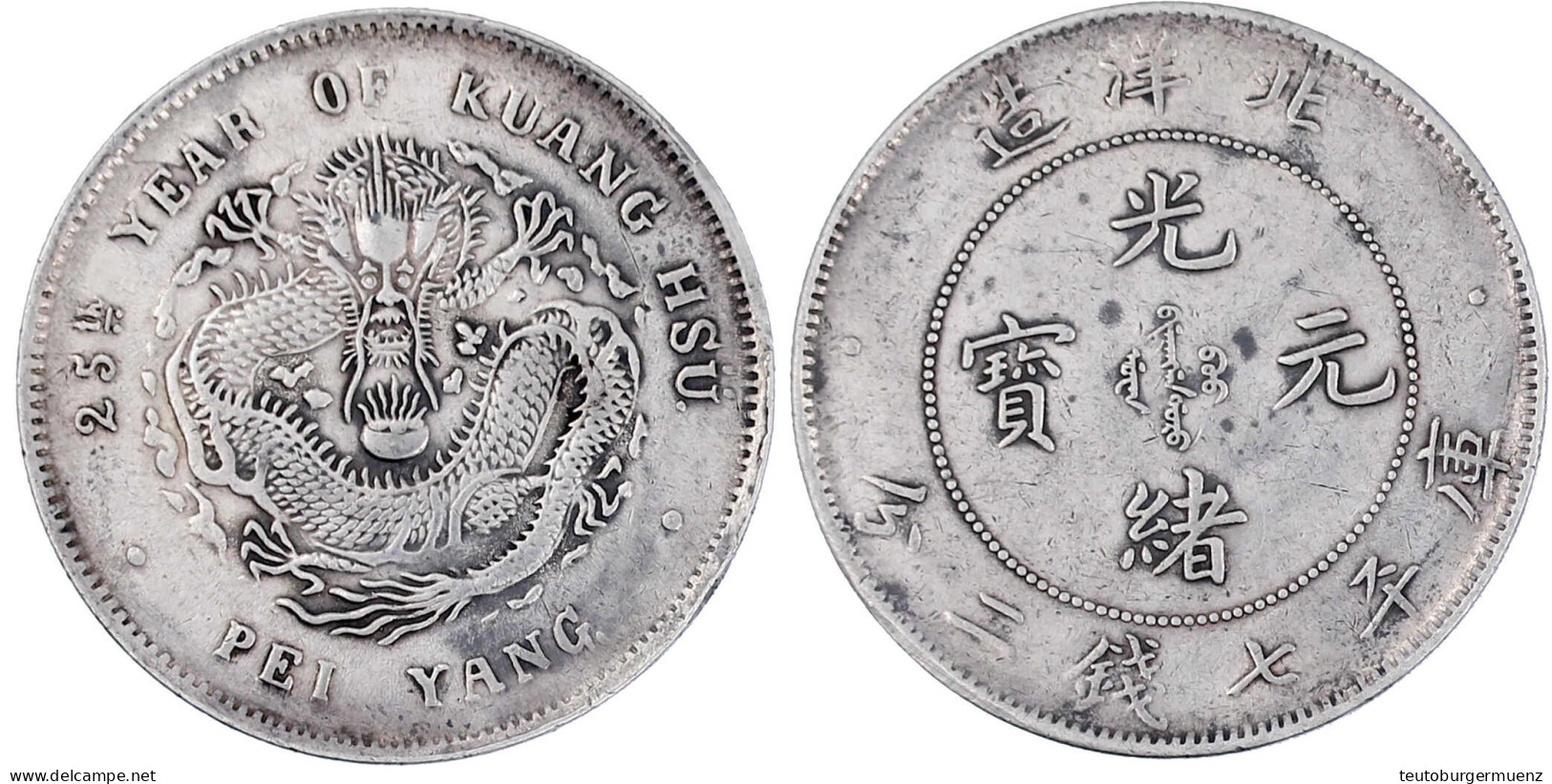 Dollar (Yuan) Jahr 25 = 1899. Provinz Chihli (Pei Yang). 26,73 G. Sehr Schön, Kl. Randfehler, Gereinigt. Lin Gwo Ming 45 - Chine