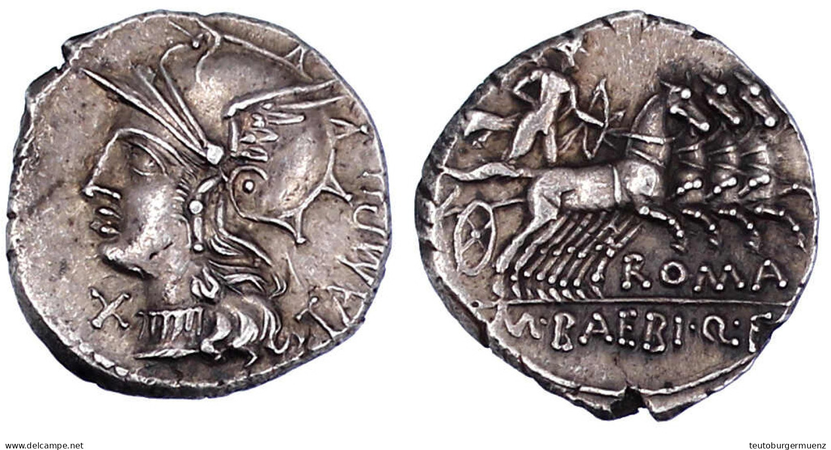 Denar 137 V. Chr. Romakopf L./Apollo In Quadriga. 3,96 G. Vorzüglich, Schöne Patina. Crawford 236/1. Sydenham 489. - Otros & Sin Clasificación