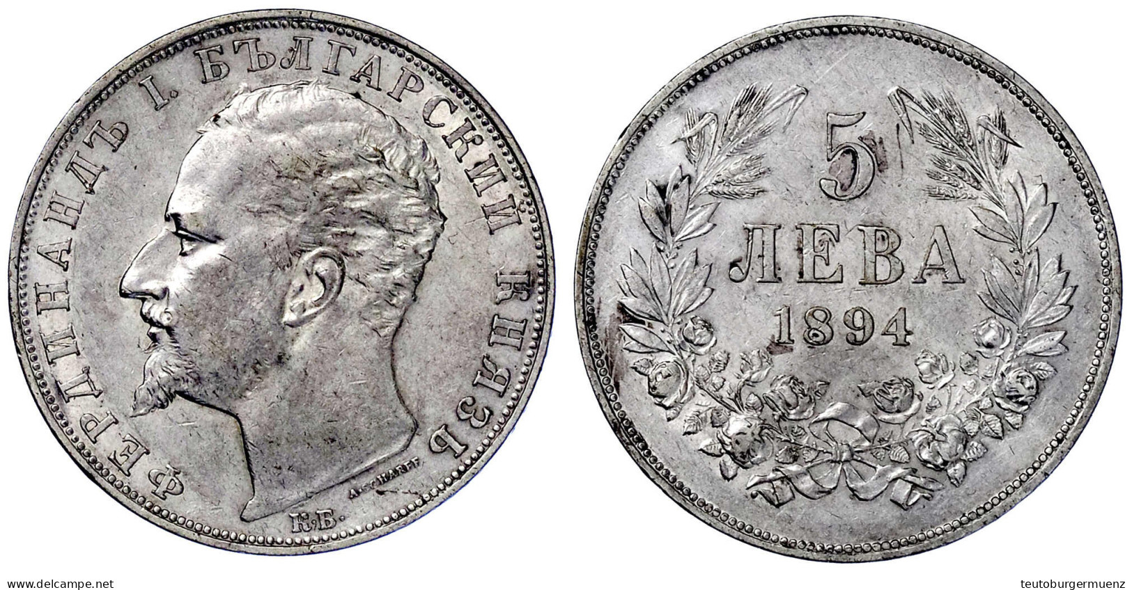 5 Leva 1894. Gutes Sehr Schön. Krause/Mishler 18. - Bulgarien