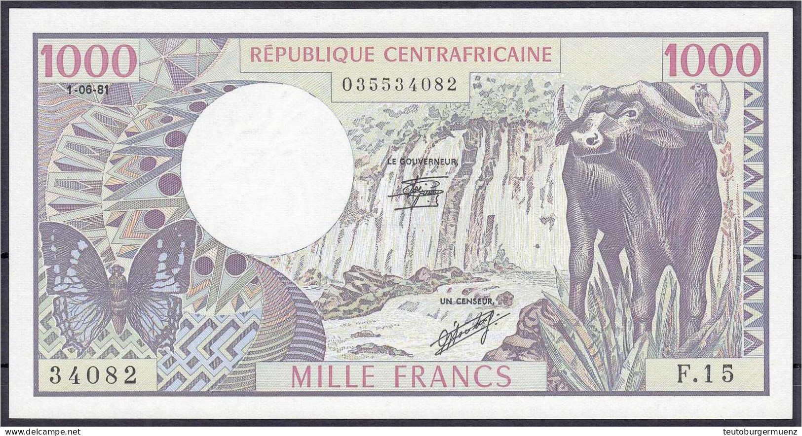 1000 Francs 1.6.1981. I. Pick 10. - Central African States