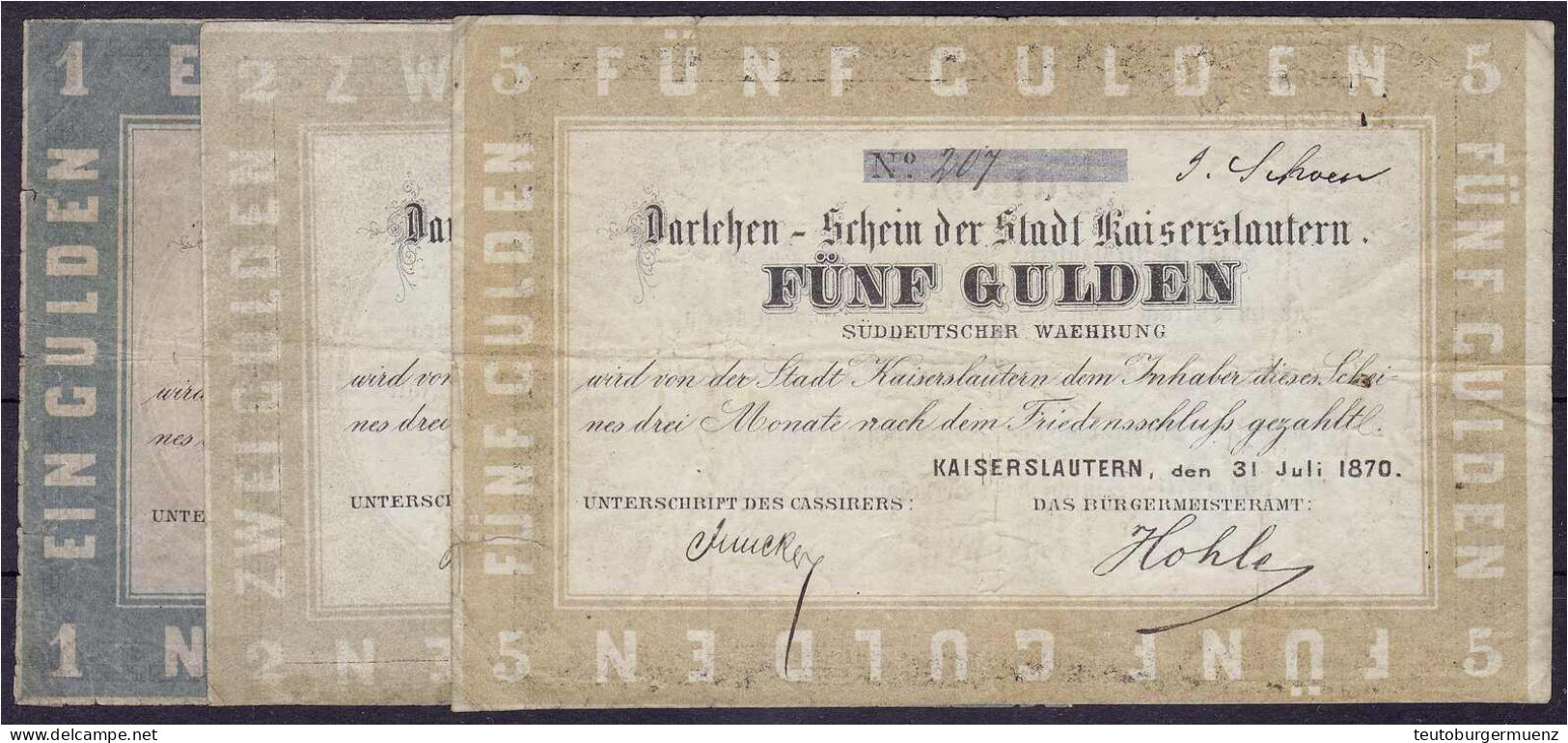 1, 2 Und 5 Gulden 31.7.1870. IV. Grabowski/Kranz 75a, 76, 77a. - [ 1] …-1871 : German States