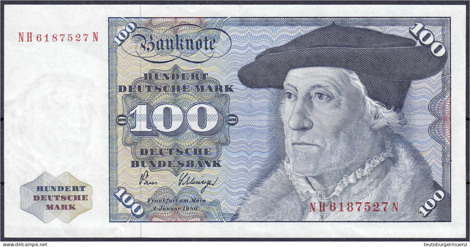 100 Deutsche Mark 2.1.1980. Serie NH/N. Ohne Copyright. II Bis II- Rosenberg 284a. Grabowski. BRD-28a. - Other & Unclassified