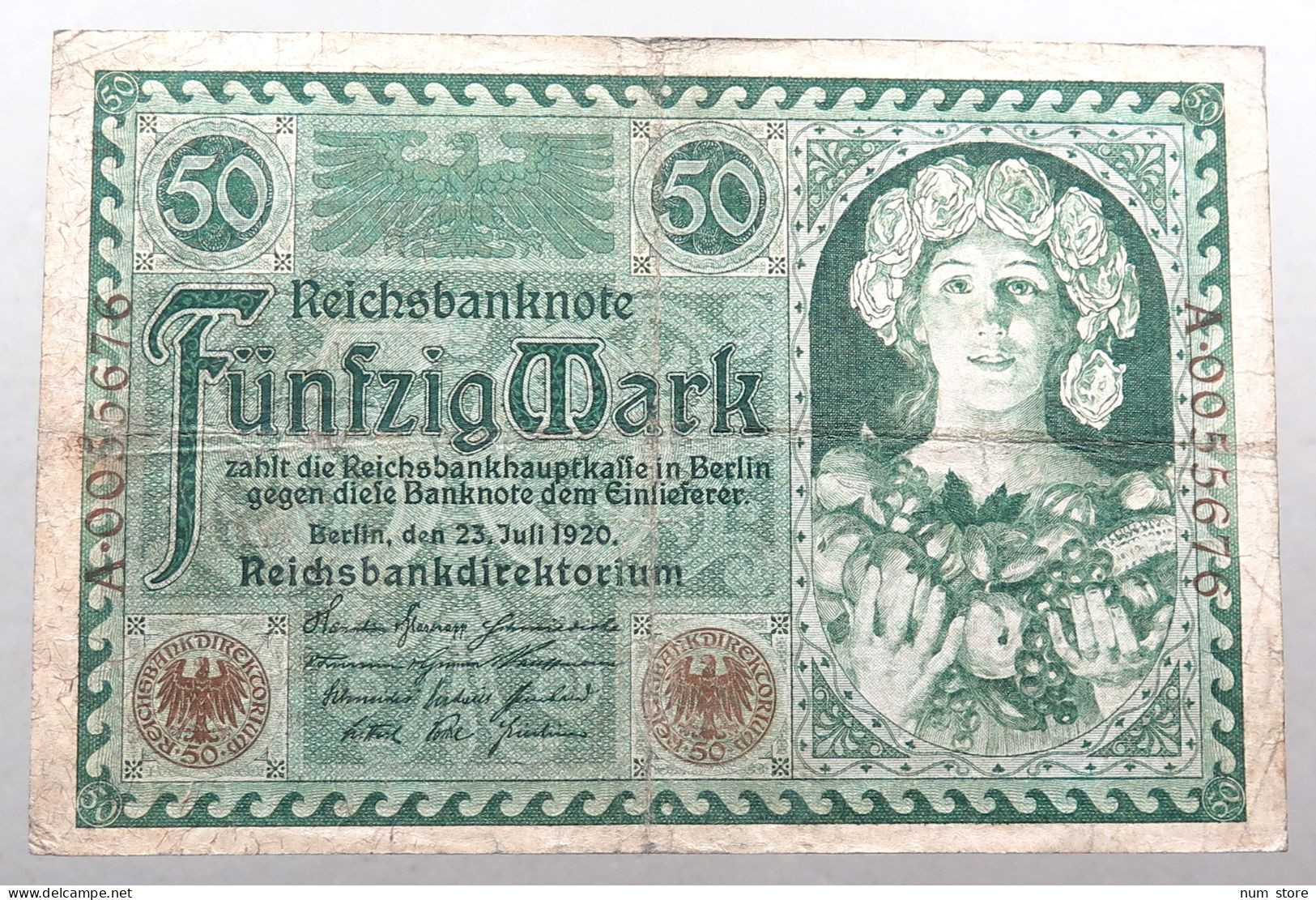 WEIMARER REPUBLIK 50 MARK 1920  #alb052 0763 - 50 Mark