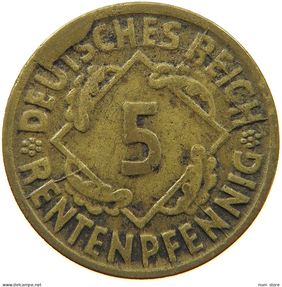 WEIMARER REPUBLIK 5 PFENNIG 1924 D DIE ERROR #c064 0451 - 5 Rentenpfennig & 5 Reichspfennig