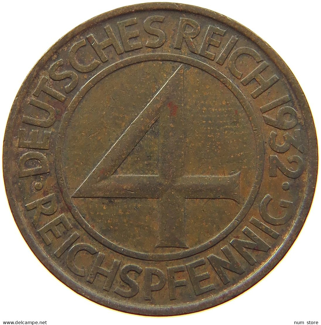 WEIMARER REPUBLIK 4 PFENNIG 1932 D  #a010 0637 - 4 Reichspfennig