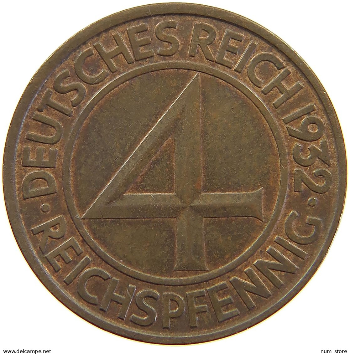 WEIMARER REPUBLIK 4 PFENNIG 1932 A  #a066 0393 - 4 Reichspfennig