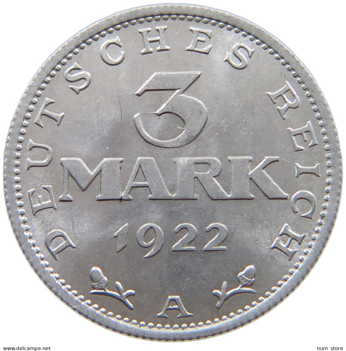 WEIMARER REPUBLIK 3 MARK 1922 A  #a070 0561 - 3 Mark & 3 Reichsmark