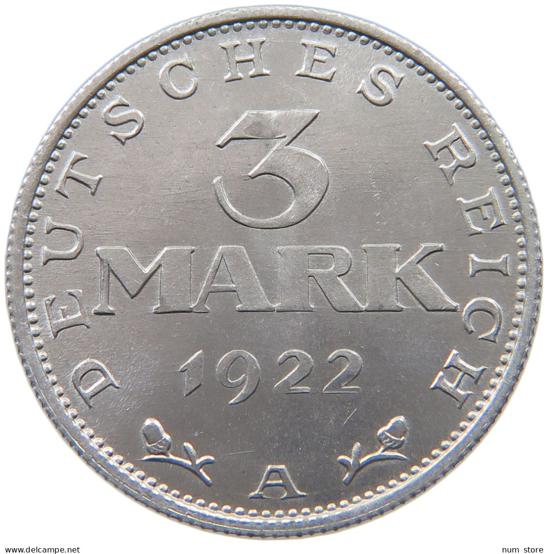 WEIMARER REPUBLIK 3 MARK 1922 A  #a036 0421 - 3 Mark & 3 Reichsmark