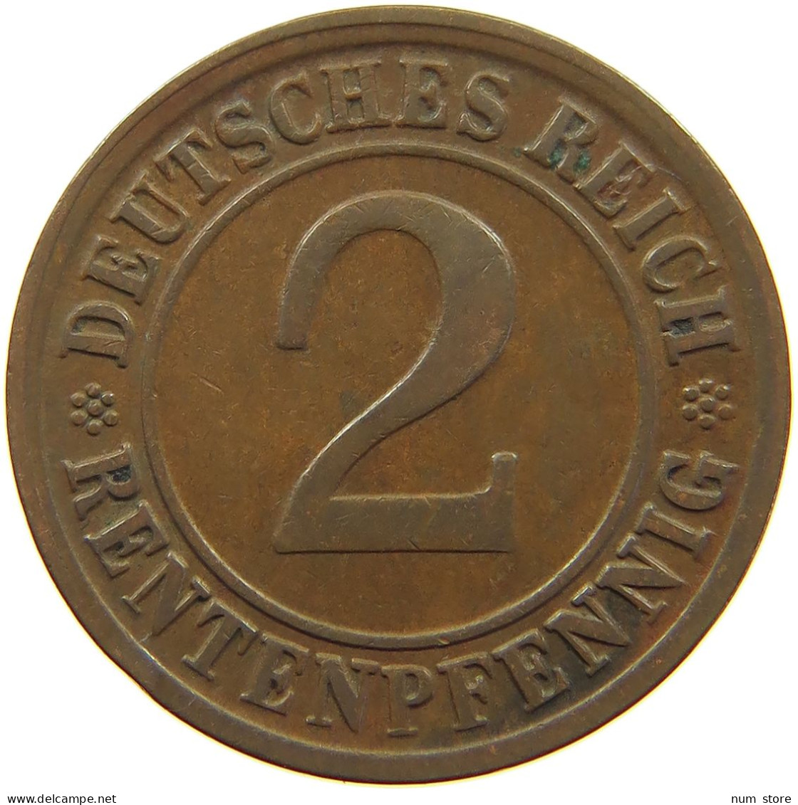 WEIMARER REPUBLIK 2 PFENNIG 1923 D EDGE ERROR #a074 0599 - 2 Renten- & 2 Reichspfennig
