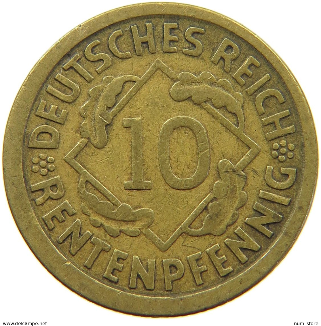 WEIMARER REPUBLIK 10 PFENNIG 1924 J OFF-CENTER #a074 0573 - 10 Rentenpfennig & 10 Reichspfennig