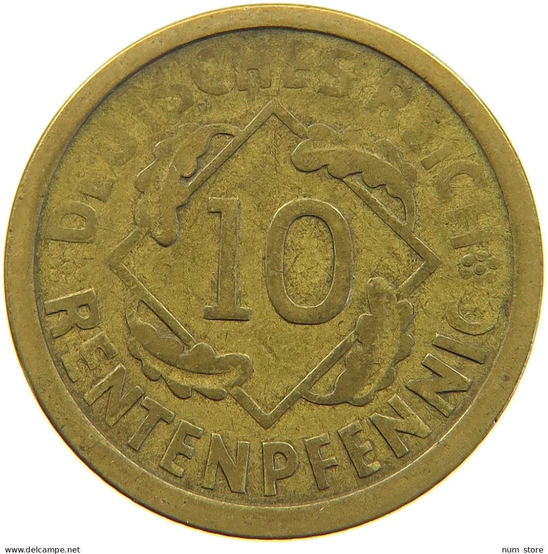 WEIMARER REPUBLIK 10 PFENNIG 1924 A WEAK STRUCK #a053 0339 - 10 Rentenpfennig & 10 Reichspfennig