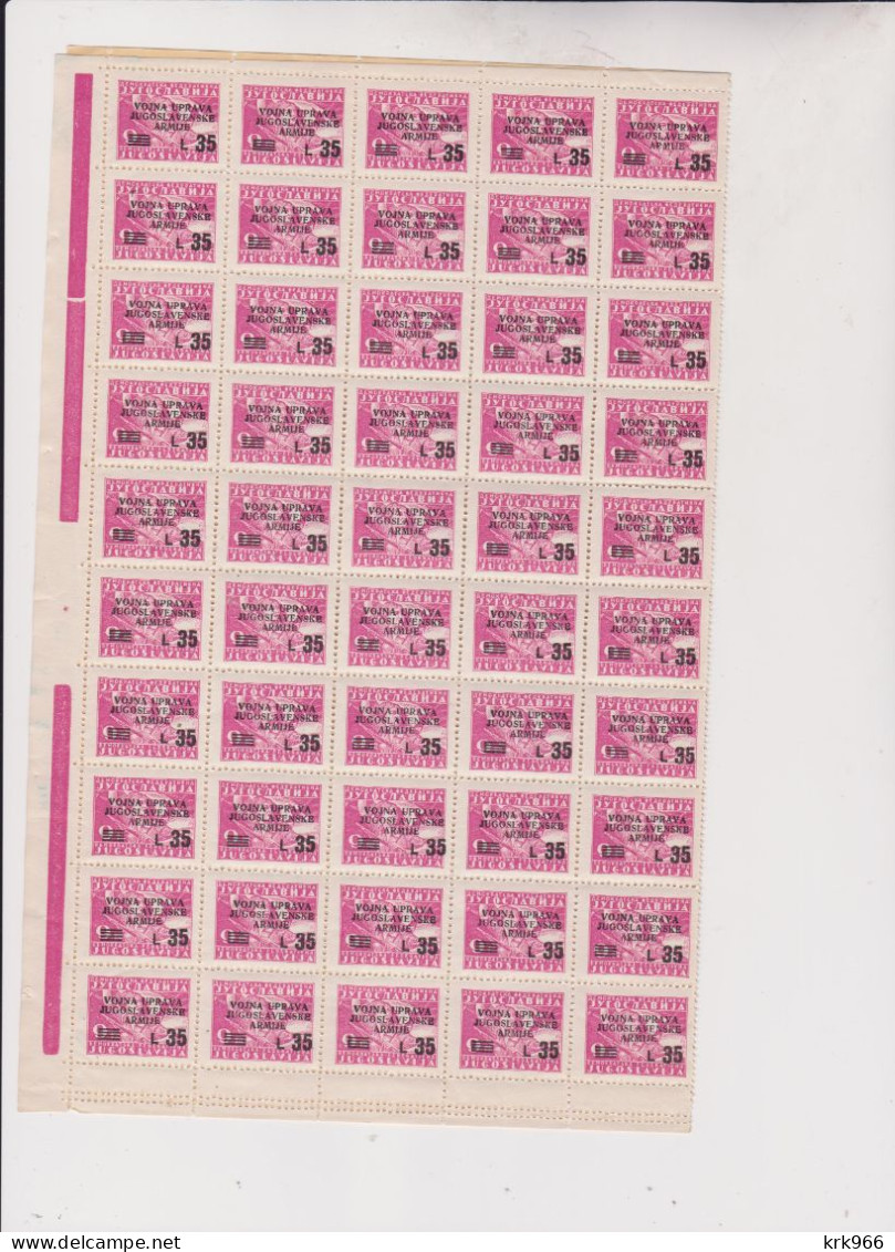 YUGOSLAVIA TRIESTE B ISTRA  1947 35 L Cpl Sheet Of 100 MNH Falted - Lettres & Documents