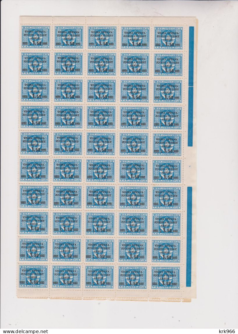 YUGOSLAVIA TRIESTE B ISTRA  1947 1.50 L Cpl Sheet Of 100 MNH Falted - Storia Postale