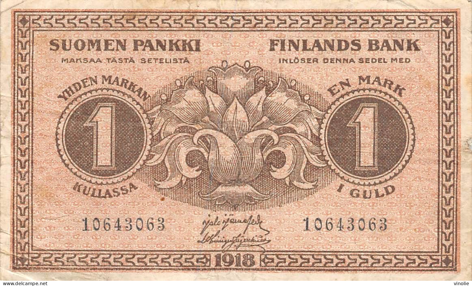 23-4231 : BILLET.  SUOMEN PANKKI  FINLANDS BANK  1 KULLASSA 1 GULD - Finland