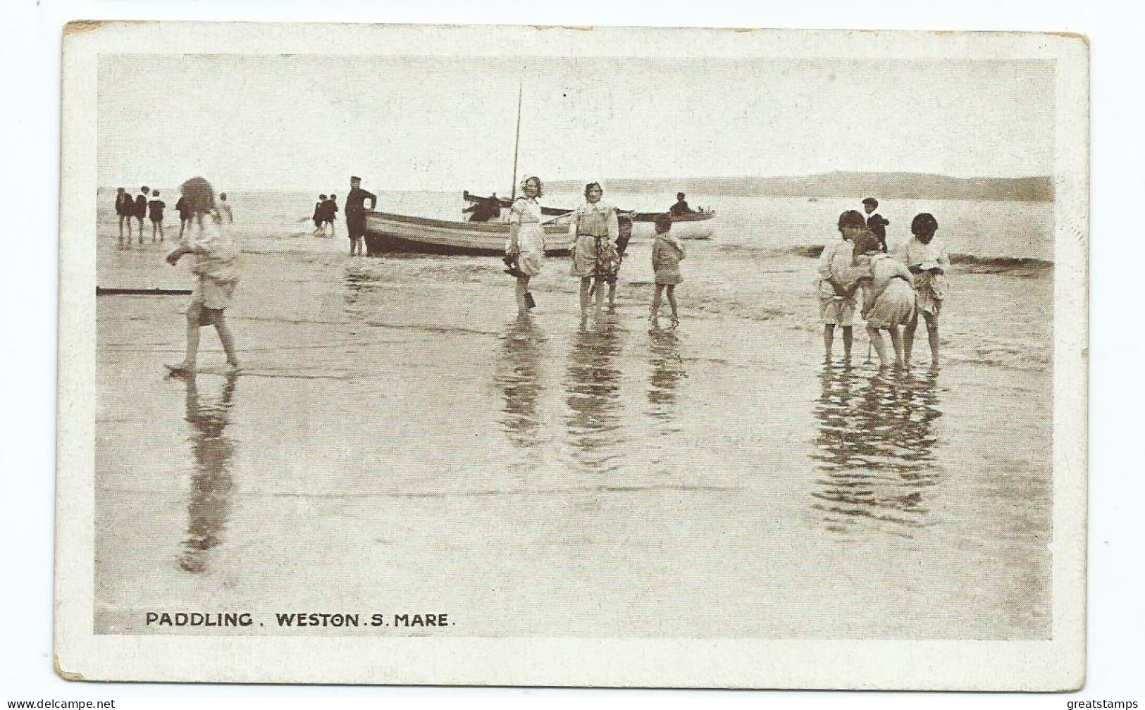 Somerset Postcard Weston Super Mare Paddling Unused - Weston-Super-Mare