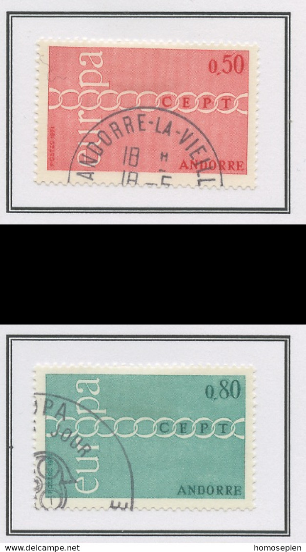 Andorre Français - Andorra 1971 Y&T N°212 à 213 - Michel N°232 à 233 (o) - EUROPA - Oblitérés