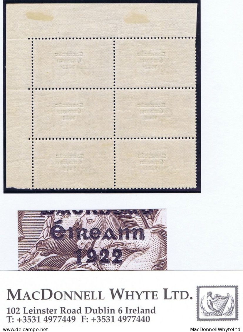 Ireland 1927-28 Wide Date Saorstat 3-line Ovpt In Black 2/6d Corner Block Of 6 With "Flat-tailed 9" Of Row 3/4 Mint - Ungebraucht