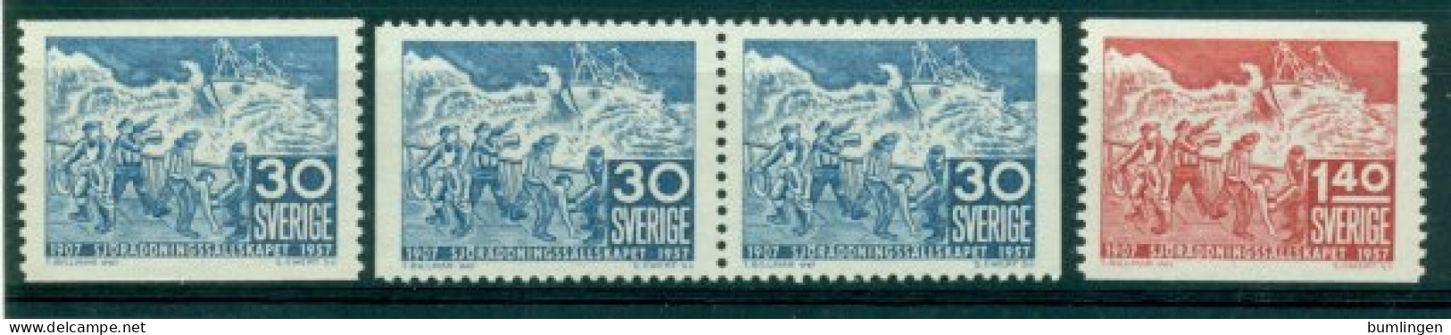 SWEDEN 1957 Mi 421-22 Incl Dl/Dr Pair** 50th Anniversary Of The Swedish Sea Rescue [L3277] - Unfälle Und Verkehrssicherheit