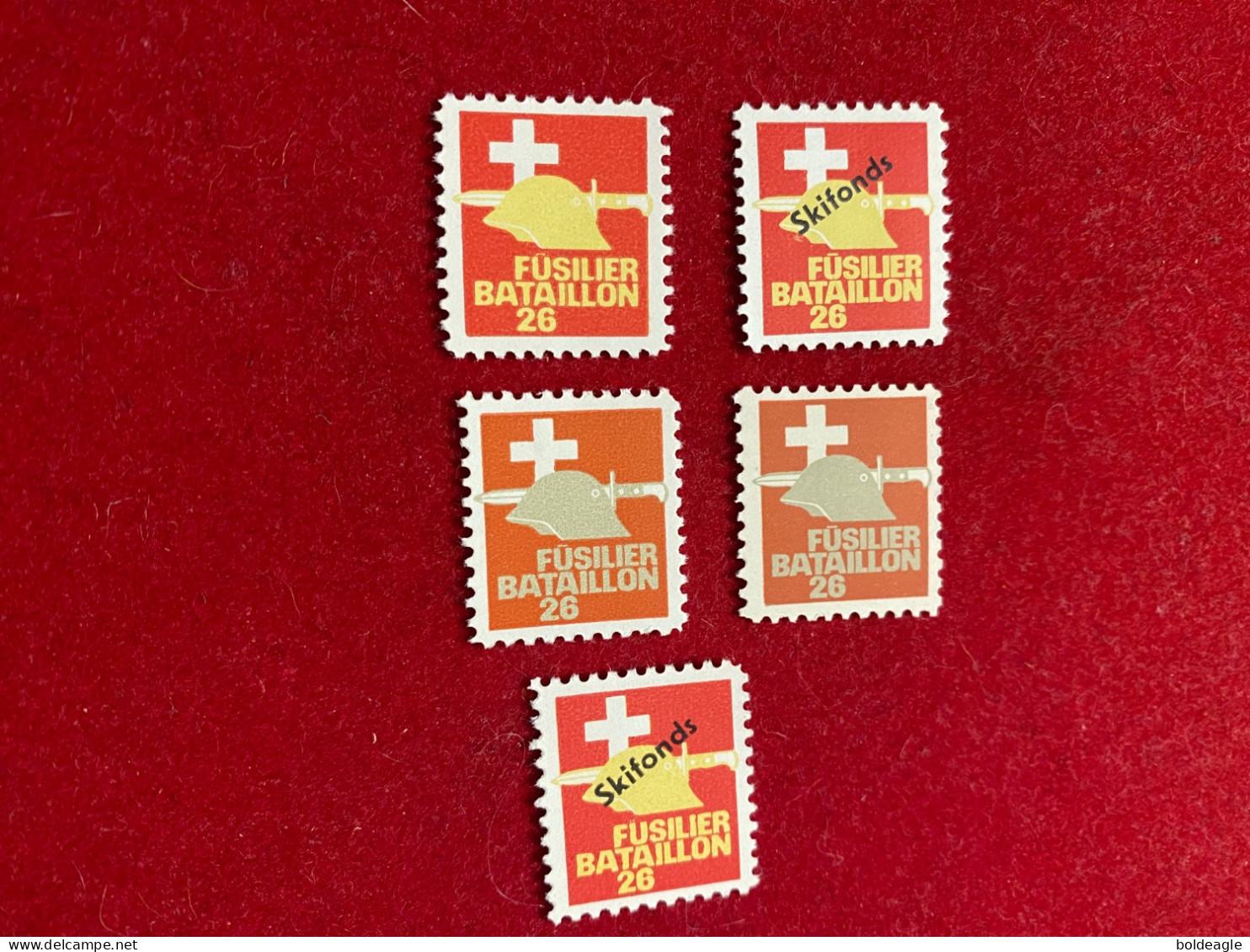 SUISSE -LOT DE 5 VIGNETTES FUSILIER BATAILLON 26 - Labels