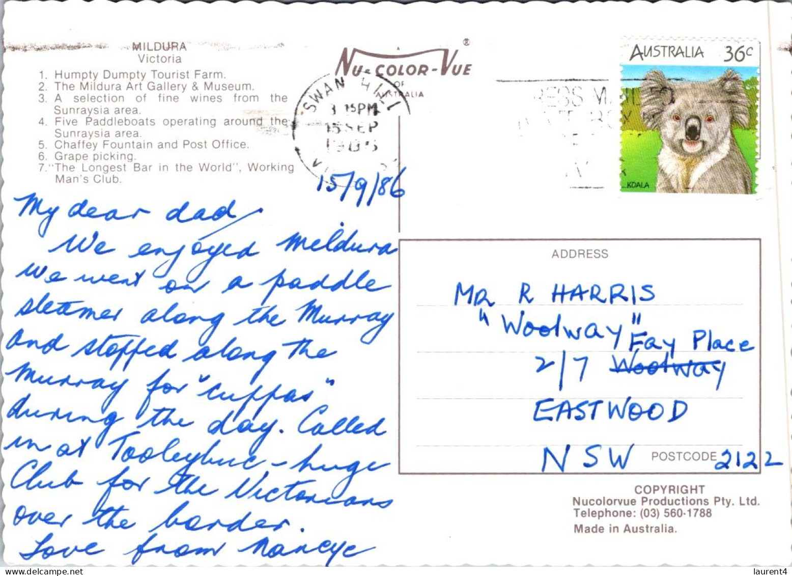 8-11-2023 (1 V 40) Australia (posted With Stamp 1986) - VIC - Mildura - Mildura