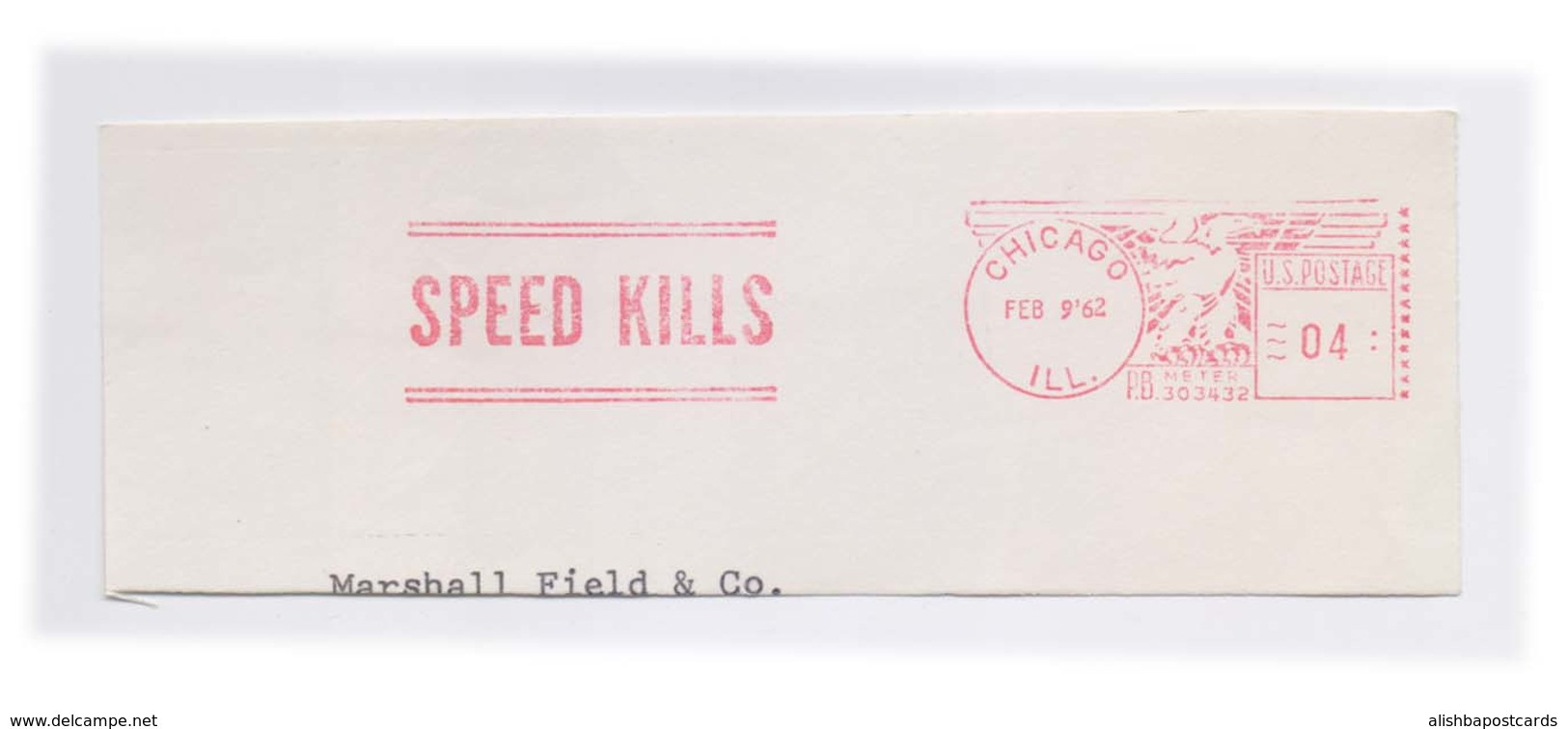 EMA Meter Frank Front Cover Cut Red Meter Mark Speed Kills Slogan US POSTAGE - Ongevallen & Veiligheid Op De Weg