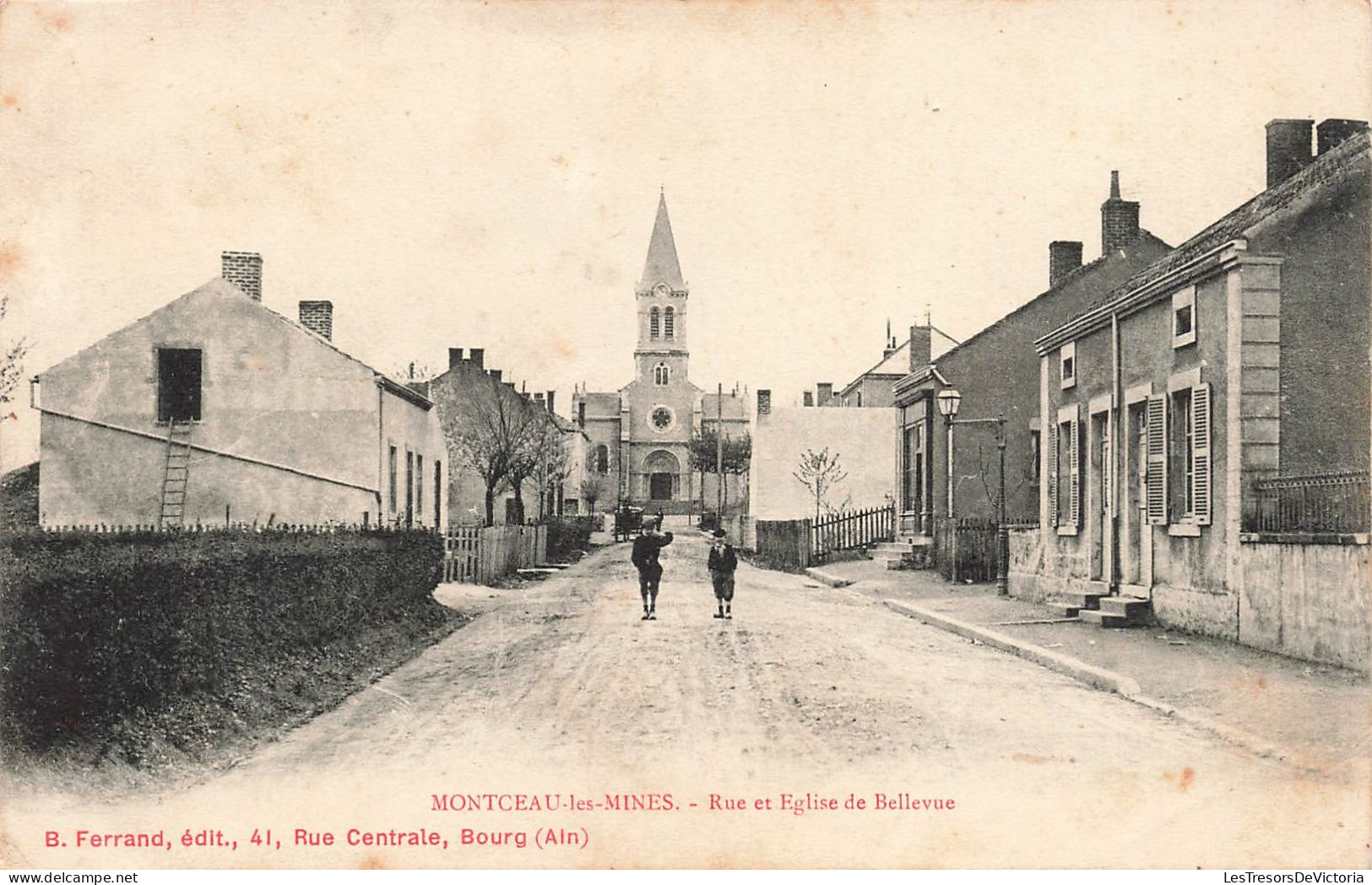 FRANCE - Montceau-les-Mines - Rue Et Eglise De Bellevue - Carte Postale Ancienne - Montceau Les Mines