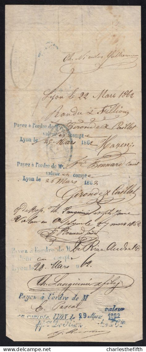 Mandat à Ordre De 1862 De 100 F A 200 Et Au Dessous à 10 C à St Paul 3 Chateaux - BARON DU BORD - - Andere & Zonder Classificatie