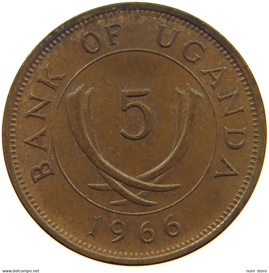 UGANDA 5 CENTS 1966  #a085 0679 - Oeganda