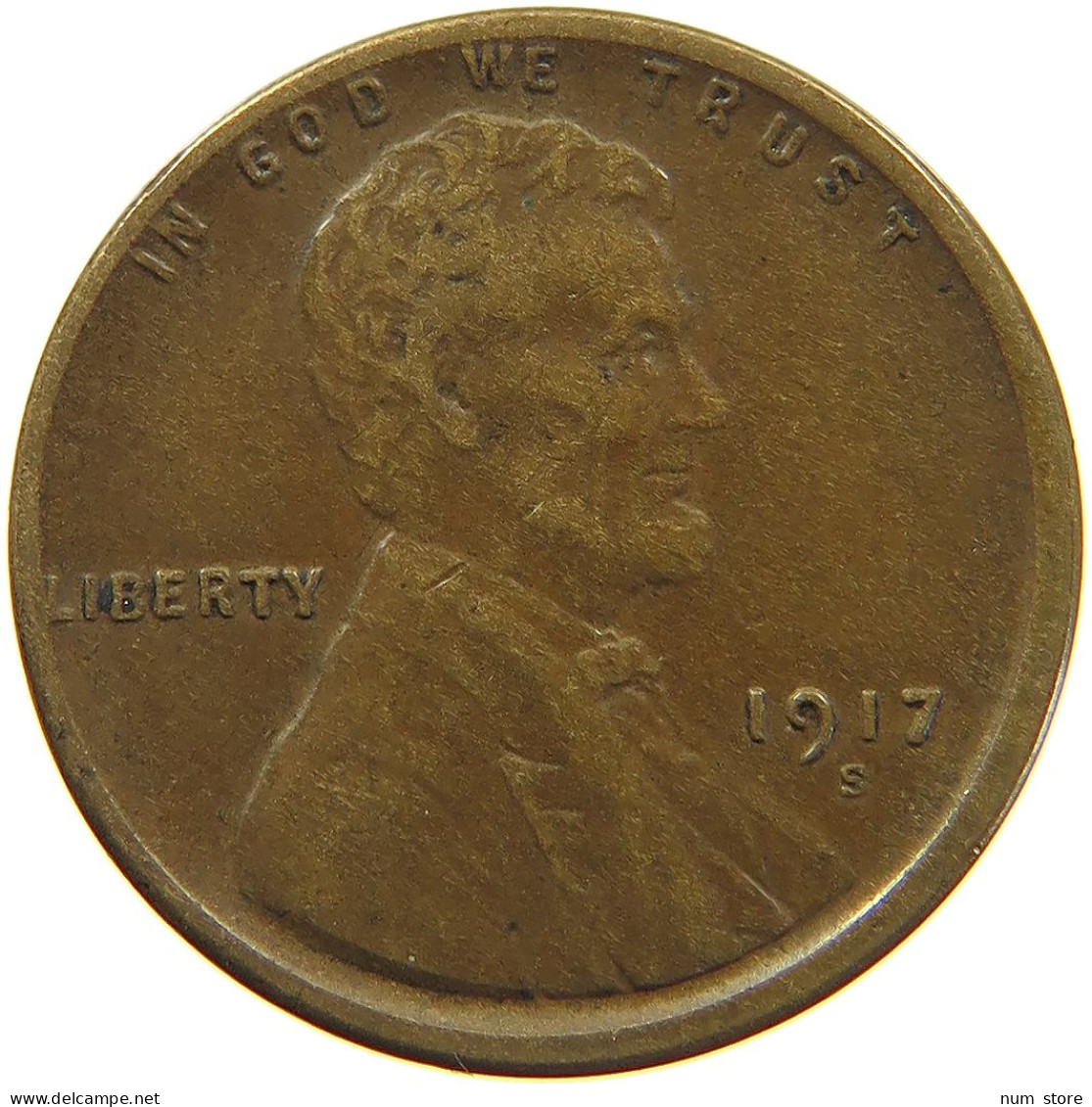 UNITED STATES OF AMERICA CENT 1917 S Lincoln Wheat #s019 0185 - 1909-1958: Lincoln, Wheat Ears Reverse