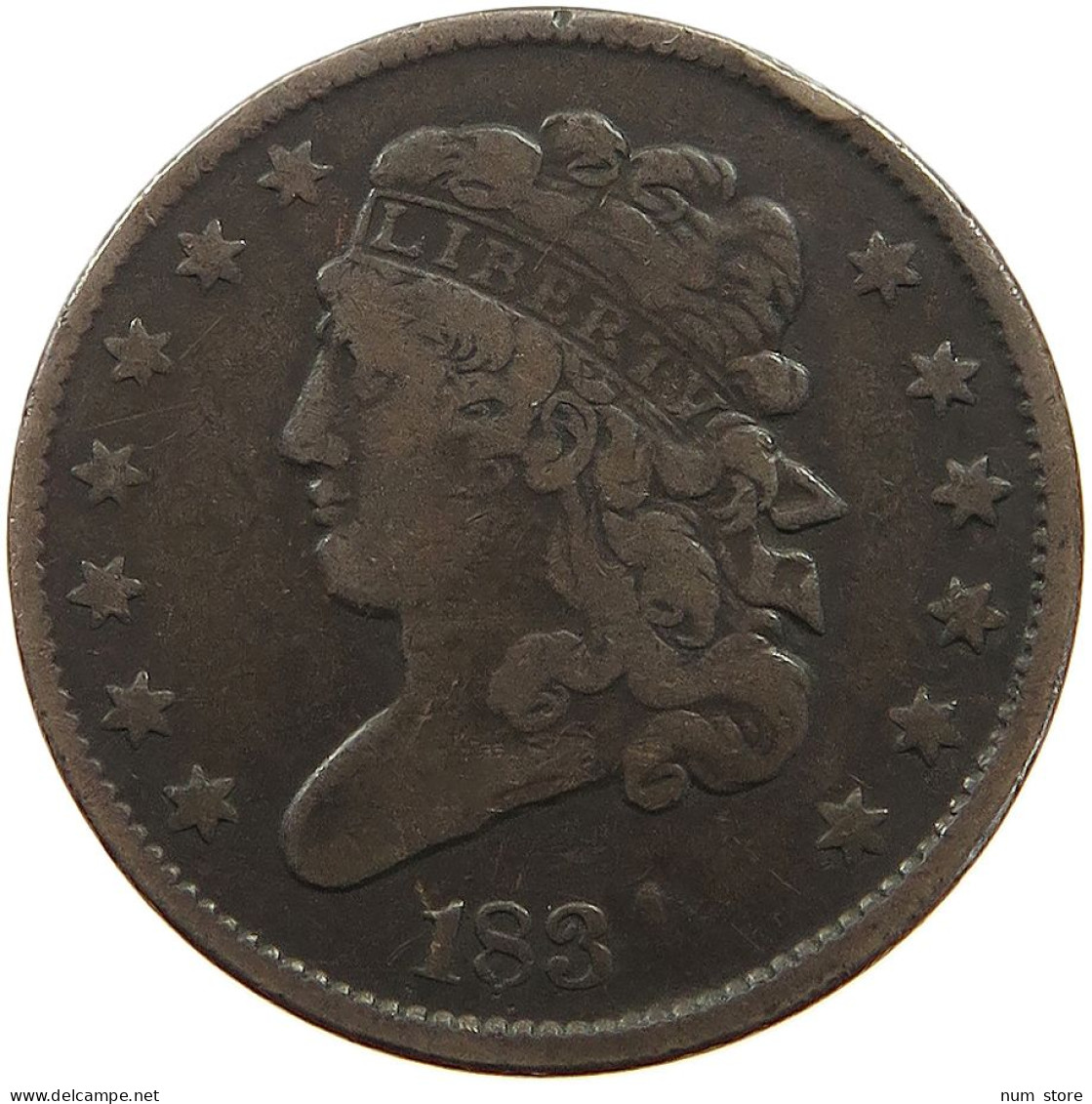 UNITED STATES OF AMERICA HALF CENT 1834 CLASSIC HEAD #T068 0173 - Half Cent