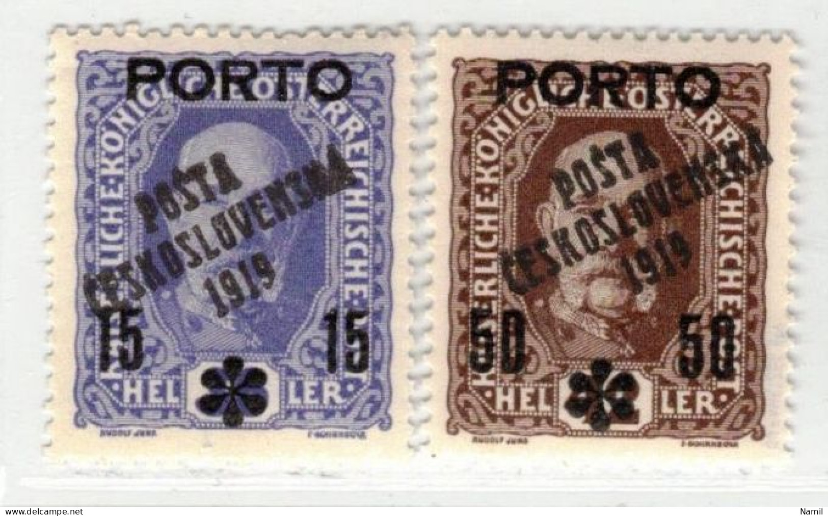 Tchécoslovaquie 1919 Mi  95+97 (Yv 135+137), (MH+MNH)*/** Trace De Charniere, - Nuevos