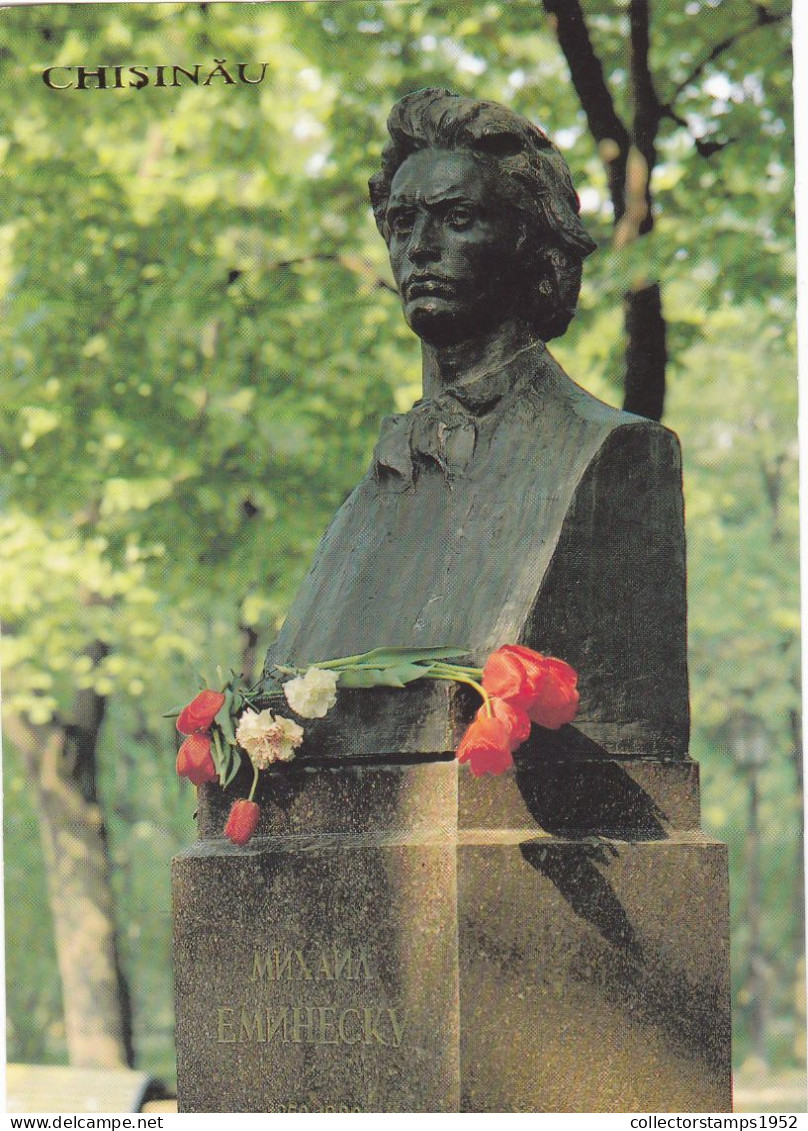 CHISINAU. BUST, STATUE, MIHAI EMINESCU , POSTCARD, MOLDOVA - Moldavie