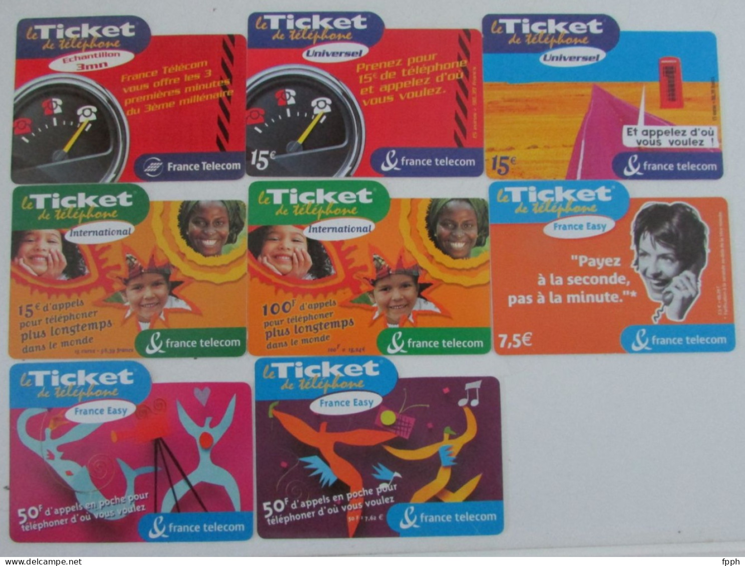 Lot De 14 Télécartes " Le Ticket De Téléphone " - France Easy - Universel - International - Echantillon 3 Mn - Collezioni