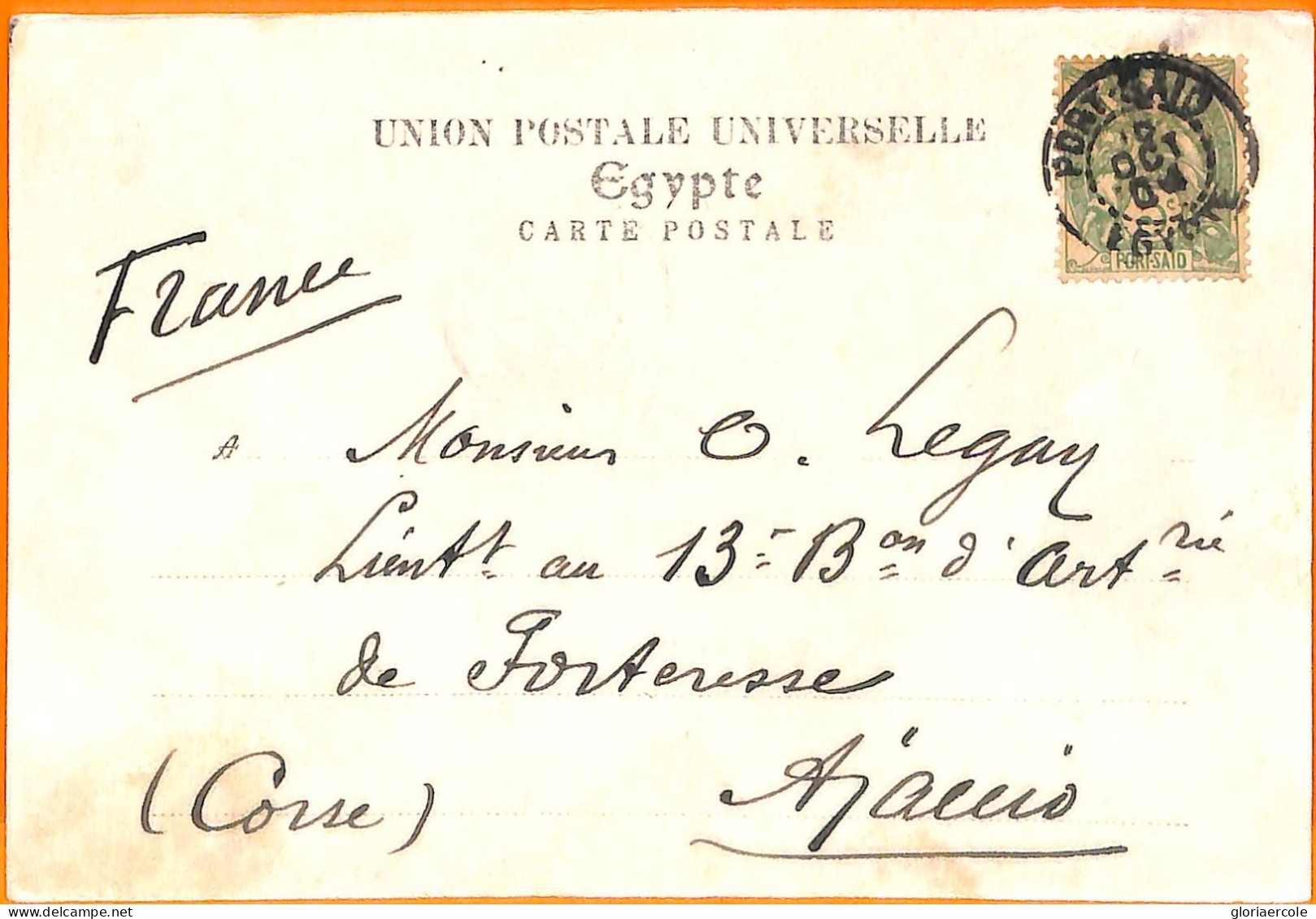 Aa0169 - FRENCH Port Said  EGYPT - POSTAL HISTORY - POSTCARD To FRANCE  1904 - Storia Postale