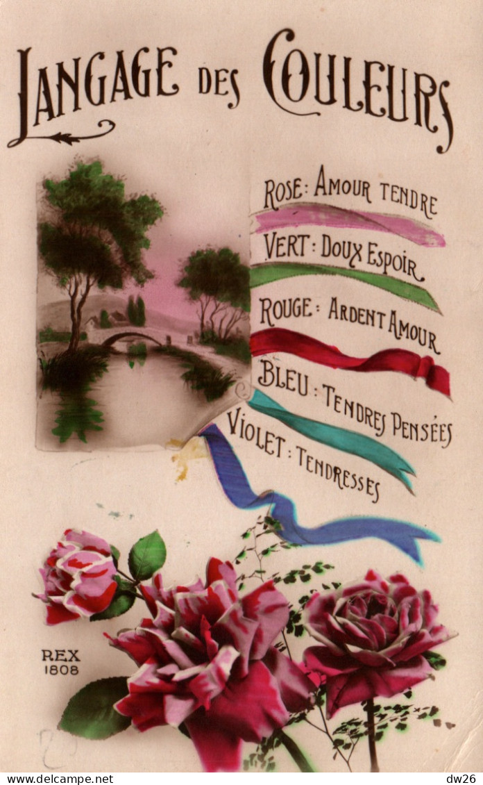 Fantaisie - Le Langage Des Couleurs: Rose, Vert, Rouge, Bleu, Violet, Amour, Tendresse - Carte REX N° 1808 - Collections & Lots