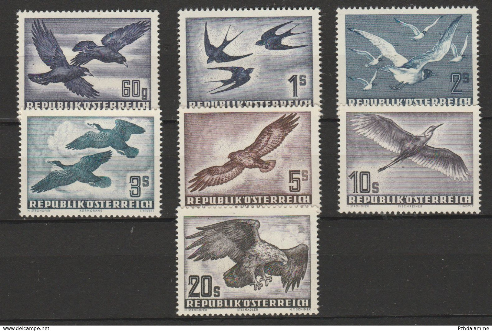 Österreich 1950-1953 Vögel Michel 955-956, 968 & 984-987 Postfrisch - Nuovi