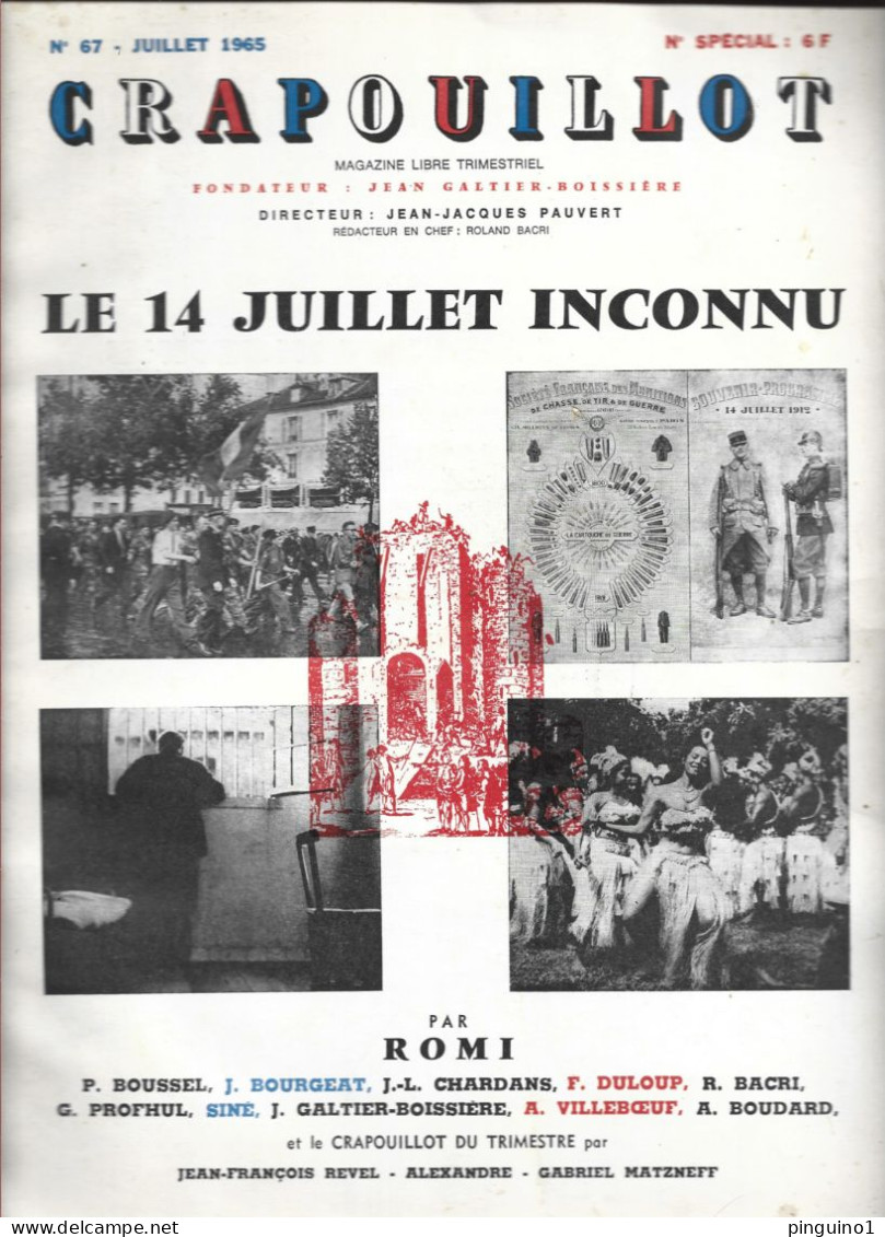 Crapouillot N°67   Le 14 Juillet Inconnu - Humor