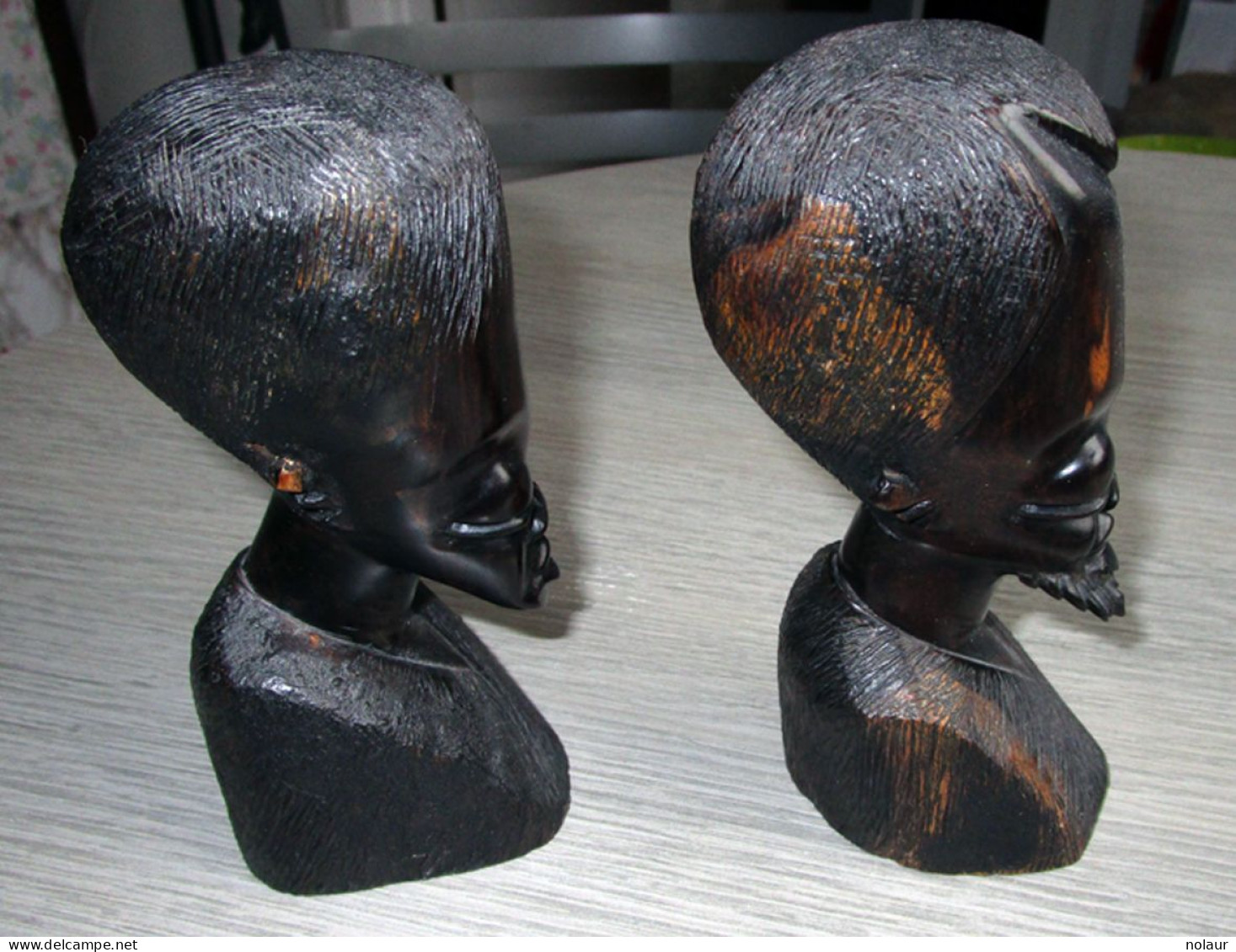 2 Têtes Africaines En Bois - African Art