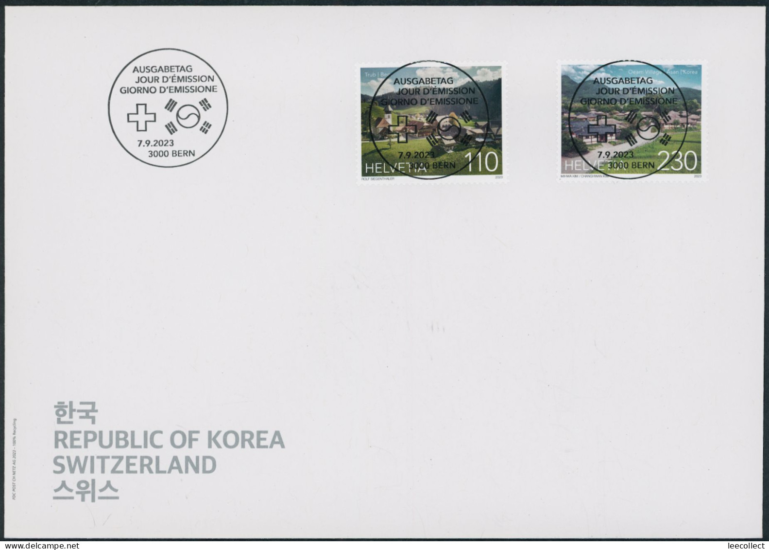 Suisse - 2023 - Schweiz · Korea - Ersttagsbrief FDC ET - Ersttag Voll Stempel - Lettres & Documents
