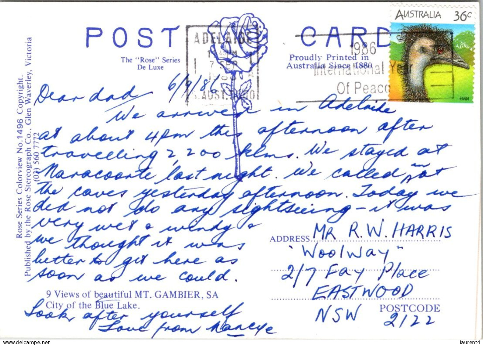 9-11-2023 (1 V 41) Australia (posted With Emu Stamps) - SA - Mount Gambier - Mt.Gambier