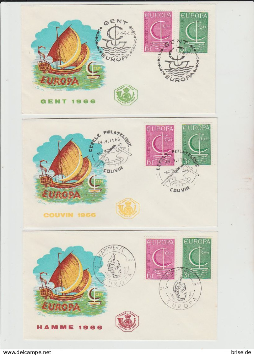 1966 N.6 BUSTE EUROPA CEPT PREMIER JOUR D'EMISSION FIRST DAY COVER ERSTTAGSBRIEF 1°GIORNO EMISSIONE BELGIQUE BELGIE - 1966