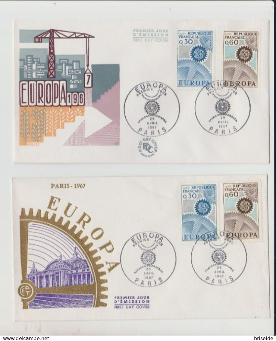 1967 N.2 BUSTE EUROPA CEPT PREMIER JOUR D'EMISSION FIRST DAY COVER ERSTTAGSBRIEF 1°GIORNO EMISSIONE REPUBLIQUE FRANCAISE - 1967