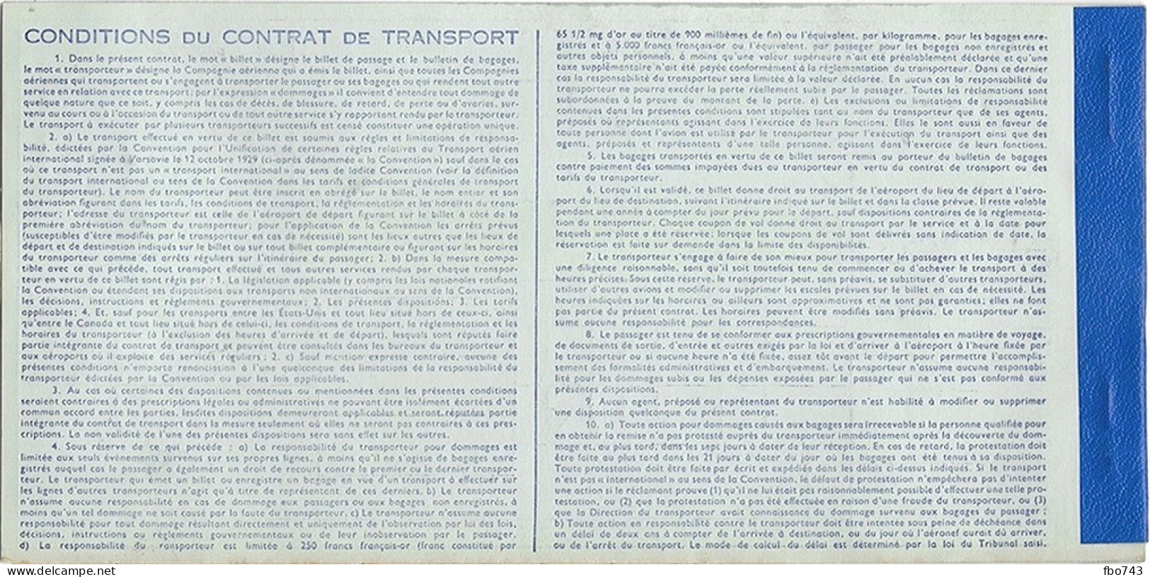 1960 Ticket Air France Marseille-Tunis-Marseille - Europa